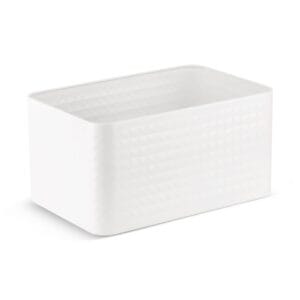Biały ceramiczny pojemnik na chleb z bambusową pokrywką i pojemnikami na produkty sypkie
