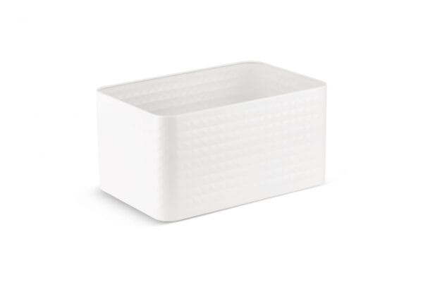 Biały ceramiczny pojemnik na chleb z bambusową pokrywką i pojemnikami na produkty sypkie