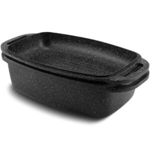 Czarna brytfanna 5.1l z marmurkową powłoką, ceramiczna, widok z boku