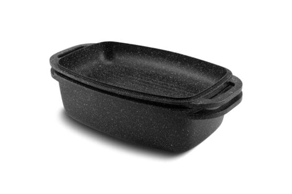 Czarna brytfanna 5.1l z marmurkową powłoką, ceramiczna, widok z boku