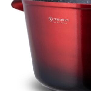 Czerwony garnek 2.75l z ceramiczna powłoką non-stick i pokrywką, część zestawu garnków i patelni 6.66l