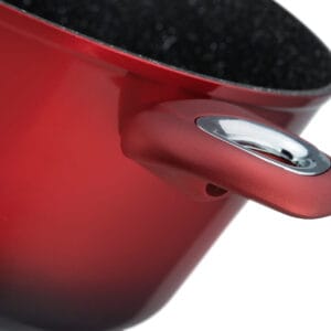 Czerwony garnek aluminiowy 2.75l z ceramiczno-marmurkową powłoką, część zestawu garnków i patelni 6.66l