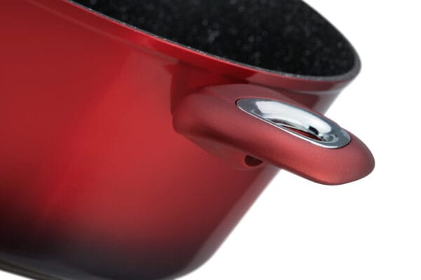 Czerwony garnek aluminiowy 2.6L z ceramiczną powłoką, część zestawu garnków na indukcję Edenberg