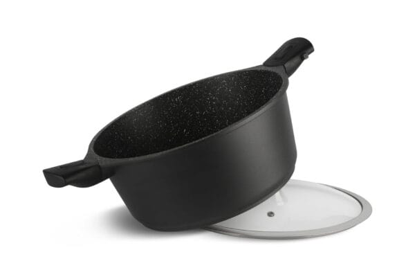Czarny garnek 1.9 l z ceramiczno-marmurkową powłoką, część zestawu garnków na indukcję Edenberg
