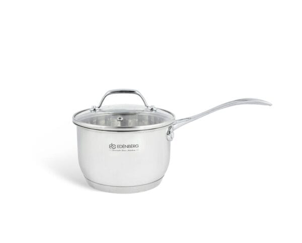 Garnek ze stali nierdzewnej o średnicy 16 cm z pokrywką, część zestawu Edenberg EB-2118