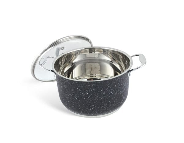 Czarny garnek 20 cm z marmurkową powłoką nieprzywierającą, część zestawu Edenberg EB-4044