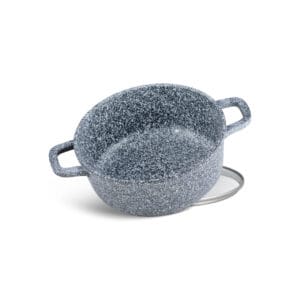 Szary garnek ceramiczno-granitowy 20 cm z pokrywką, część zestawu Edenberg EB-8144