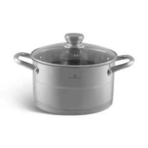 Garnek ze stali nierdzewnej 20 cm z szklaną pokrywką, część zestawu Edenberg EB-2401
