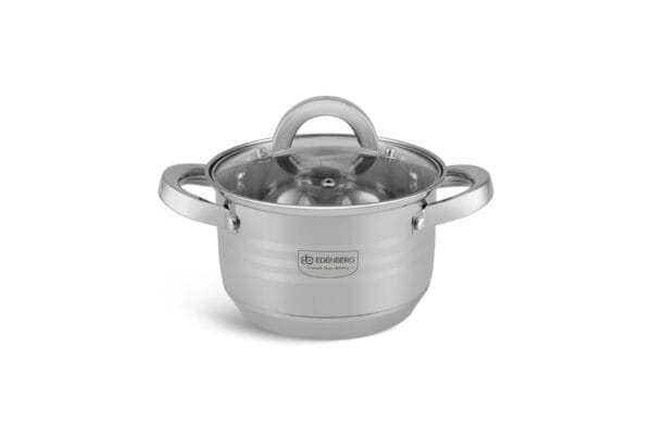 Garnek ze stali nierdzewnej o średnicy 24 cm i pojemności 6.6 l z pokrywką, część zestawu Edenberg EB-4014
