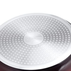 Czerwony garnek 24 cm z ceramiczną powłoką i silikonowymi uchwytami, część zestawu na indukcję Edenberg