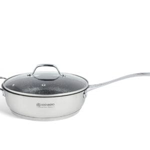Garnek ze stali nierdzewnej o średnicy 24 cm z pokrywką, część zestawu Edenberg EB-2118