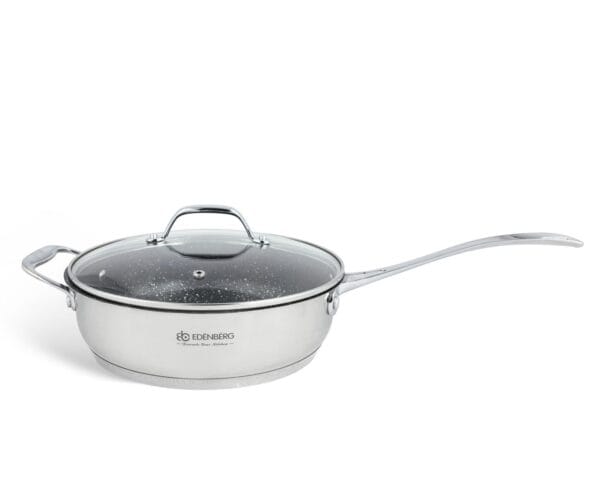 Garnek ze stali nierdzewnej o średnicy 24 cm z pokrywką, część zestawu Edenberg EB-2118