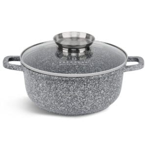 Garnek 3.5 litra z ceramiczno-granitową powłoką i szklaną pokrywką, część zestawu na indukcję