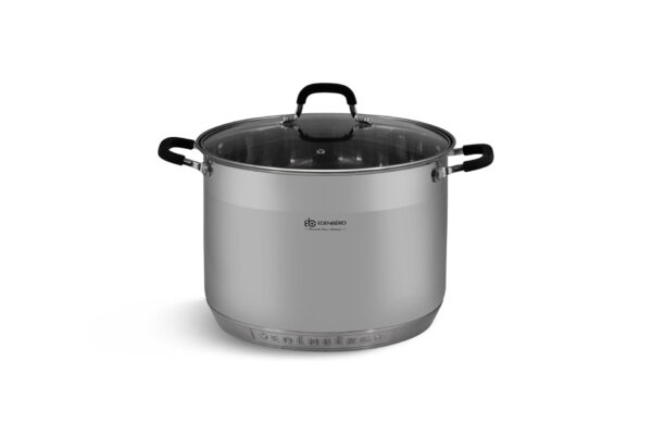 Garnek ze stali nierdzewnej 30 cm z pokrywką i uchwytami silikonowymi, część zestawu Edenberg EB-520