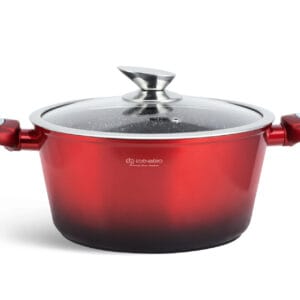 Czerwony garnek aluminiowy 4.4L z ceramiczną powłoką, część zestawu garnków na indukcję Edenberg