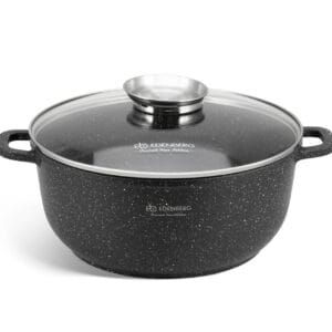 Czarny garnek 4,5 l z marmurkową powłoką i pokrywką, element zestawu Edenberg EB-8142