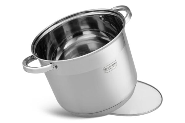 Garnek ze stali nierdzewnej 6.6 l z szklaną pokrywką, część zestawu Edenberg 16-28 cm