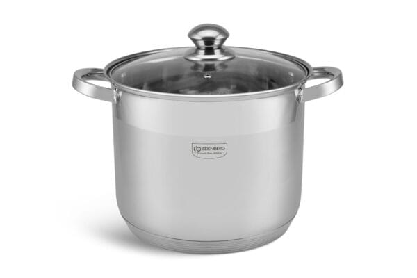 Garnek ze stali nierdzewnej 6.6 l z szklaną pokrywką, część zestawu Edenberg 16-28 cm