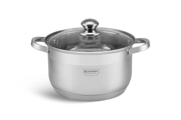 Garnek ze stali nierdzewnej 6.6 l z szklaną pokrywką, część zestawu Edenberg 16-28 cm