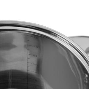 Garnek ze stali nierdzewnej 8 litrów z szklaną pokrywką i miarką, część zestawu Edenberg 16-28 cm