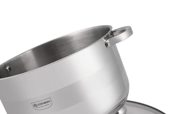 Wysoki garnek 9.5l ze stali nierdzewnej z hartowaną szklaną pokrywką i uchwytami