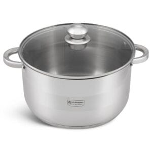 Wysoki garnek 9.5l ze stali nierdzewnej z szklaną pokrywką, średnica 28 cm