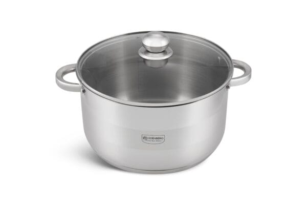 Wysoki garnek 9.5l ze stali nierdzewnej z szklaną pokrywką, średnica 28 cm