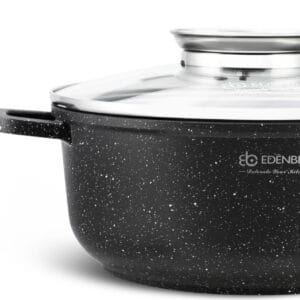 Garnek aluminiowy 4.5l z marmurkową powłoką, kompatybilny z płytą indukcyjną, widok z boku