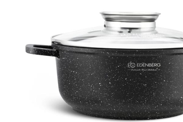 Garnek aluminiowy 4.5l z marmurkową powłoką, kompatybilny z płytą indukcyjną, widok z boku
