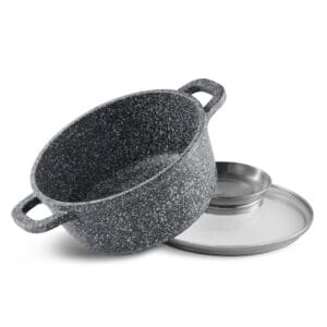 Garnek aluminiowy 1.3l z ceramiczno-granitową powłoką i szklaną pokrywką, marka Edenberg