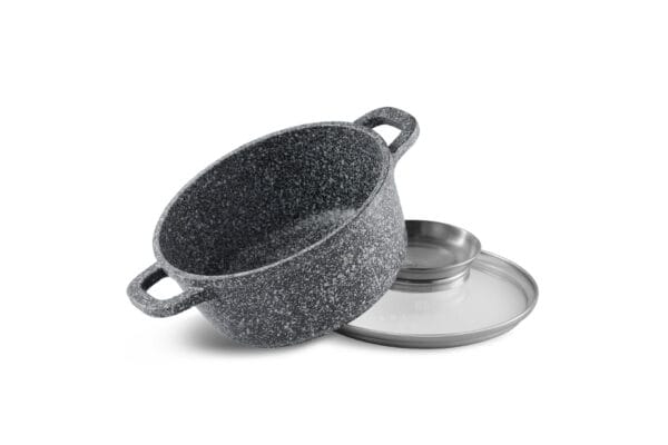 Garnek aluminiowy 1.3l z ceramiczno-granitową powłoką i szklaną pokrywką, marka Edenberg