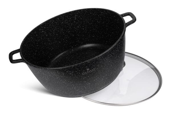 Garnek aluminiowy o pojemności 10 litrów z marmurkową powłoką i szklaną pokrywką