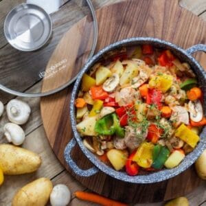 Okrągły garnek aluminiowy 3.3l z ceramiczno-granitową powłoką i pokrywką, seria Edenberg EB-8018