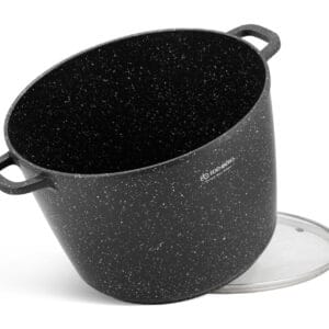 Garnek aluminiowy 10 litrów z szklaną pokrywką, marmurkowa powłoka, średnica 28 cm