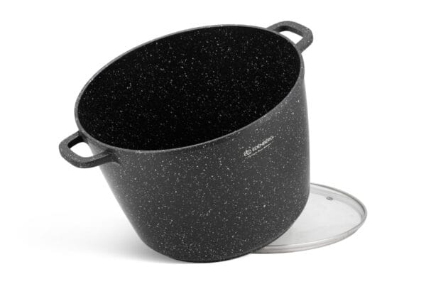 Garnek aluminiowy 10 litrów z szklaną pokrywką, marmurkowa powłoka, średnica 28 cm
