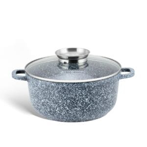 Garnek aluminiowy z pokrywką 6.8L, powłoka granitowa, średnica 28 cm, szkło hartowane