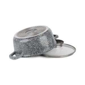 Garnek ceramiczno-granitowy o średnicy 24 cm z pokrywką, część zestawu kuchennego Edenberg