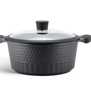 Czarny garnek ceramiczny 15 l z pokrywką, część zestawu Edenberg z patelnią marmurkową