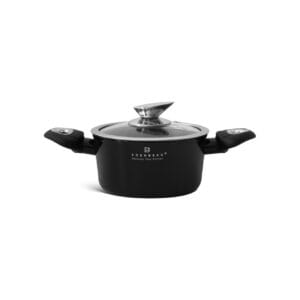 Czarny garnek ceramiczny 16 cm z pokrywką, część zestawu na indukcję Edenberg