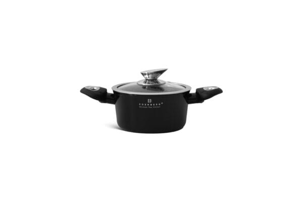 Czarny garnek ceramiczny 16 cm z pokrywką, część zestawu na indukcję Edenberg