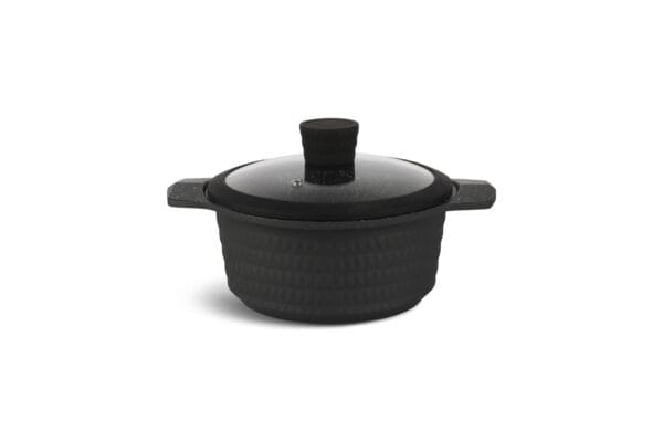 Czarny garnek 2.4L z ceramiczno-marmurkową powłoką, część zestawu garnków Edenberg z patelnią