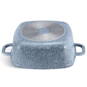 Kwadratowy garnek ceramiczno-granitowy 6.5L z szklaną pokrywką, kompatybilny z indukcją
