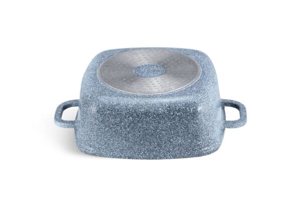 Kwadratowy garnek ceramiczno-granitowy 6.5L z szklaną pokrywką, kompatybilny z indukcją