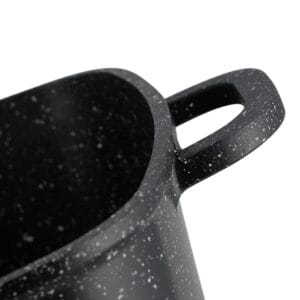 Czarny garnek aluminiowy 6.5l na indukcję z marmurkową powłoką i szklaną pokrywką