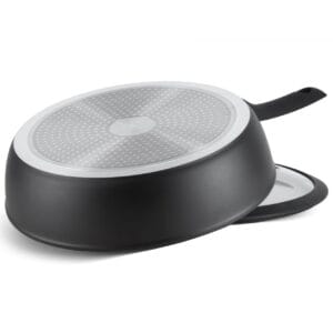 Głęboka patelnia 24cm z niebieską powłoką nieprzywieralną, dno indukcyjne, czarna obudowa