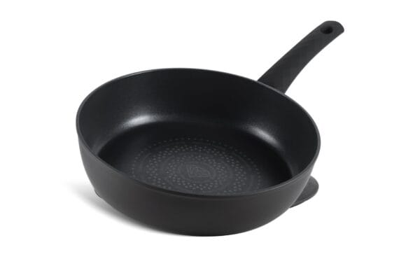 Niebieska głęboka patelnia 24cm z pokrywką, dno indukcyjne, miękki uchwyt