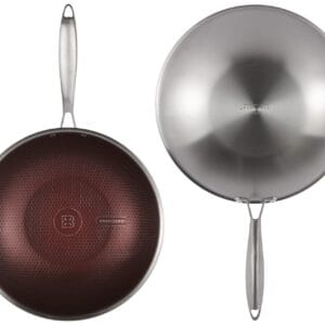 Stalowa patelnia WOK 28 cm z nieprzywierającą powłoką i pokrywką