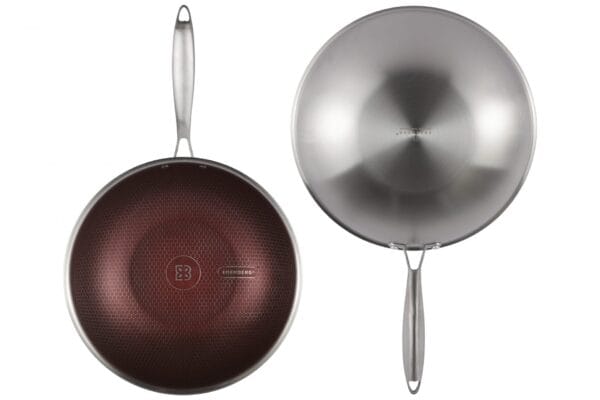 Stalowa patelnia WOK 28 cm z nieprzywierającą powłoką i pokrywką