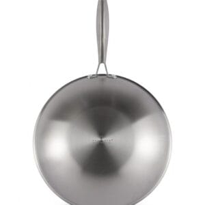 Stalowa patelnia WOK 28 cm z pokrywką i ergonomicznym uchwytem
