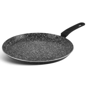 Czarna patelnia ceramiczna 28cm do naleśników z marmurkową powłoką nieprzywierającą